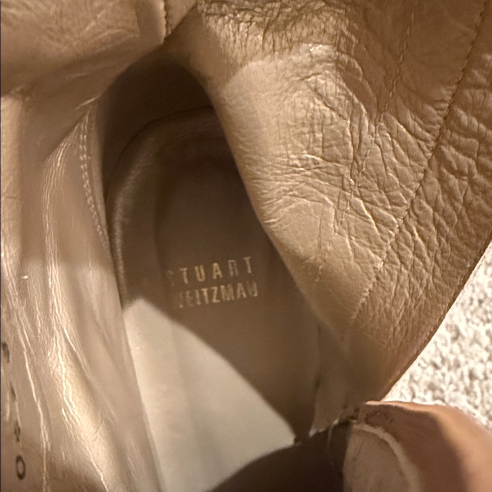 Stuart Weitzman Cognac Pointed-Toe Leather Ankle Boots - Picture 3 of 5